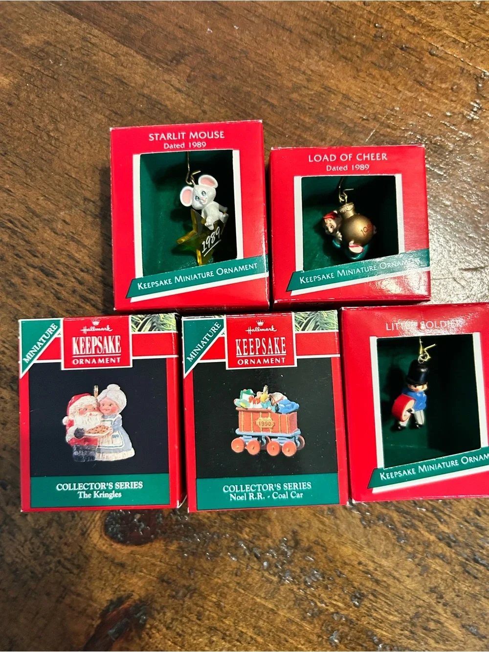Hallmark Miniature Ornaments, Set of 5 Assorted Lot. Exc Condition